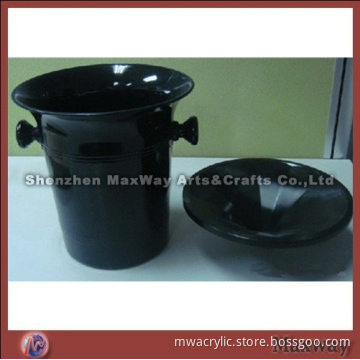 Elegant cylinder black acrylic ice bucket/pail with cover